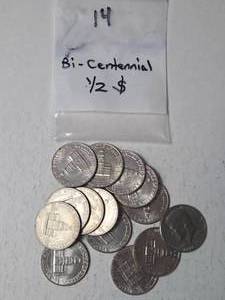lot 48 image: 14 - Kennedy Half Dollars   (Bi-Centennial) - VF