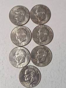 lot 57 image: 7 - 1974 Eisenhower Dollars - Unc.