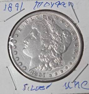 lot 59 image: 1891 Morgan Silver Dollar - Unc.