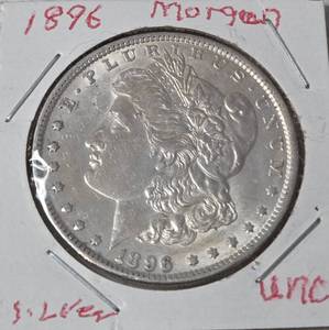 lot 60 image: 1896 Morgan Silver Dollar - Unc.