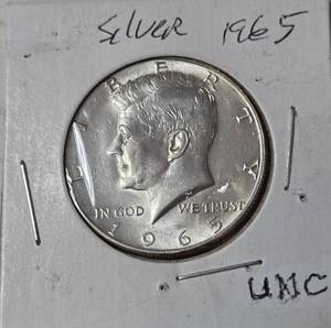 lot 78 image: 1965 Kennedy Silver Half Dollar- 40% Silver - Unc.