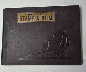 lot 49 image: Vintage The Modern Collectors Postage Stamp Album and bag of Misc. Stamps (Book Binding is coming apart)