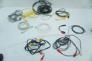 lot 45 image: Electronics Cords. Cable, Ethernet, phone, AV, some adaptorsplitters