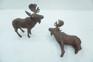 lot 54 image: Cast Iron Moose Figurines (2ct) (8 tall they have been repaired)