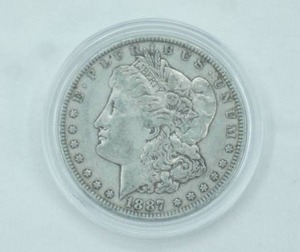 lot 92 image: 1887 Morgan Silver Dollar with Clear Case