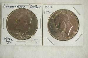 lot 112 image: (2ct) 1972 D-Eisenhower Dollar Coins