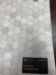 lot 203B image: 96 Sq Ft TOTAL of Manningtom Revive Sheet Vinyl Silver  Style  Carrara Color Penny Lane