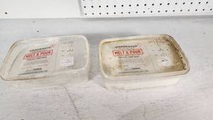 lot 13 image: Stephenson Melt & Pour Crystal Soap Base Both Used (One is Nearly Full) - 2 lb Containers