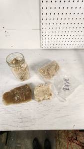 lot 21 image: Dead Sea Salt Rocks and Crystals with Jar and Bag - Only the Bag is Marked Dead Sea
