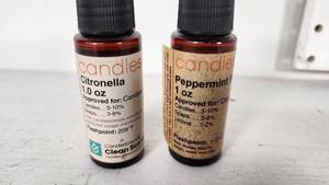 lot 54 image: Citronella and Peppermint Candle Scents 1 oz Bottles Nearly Full