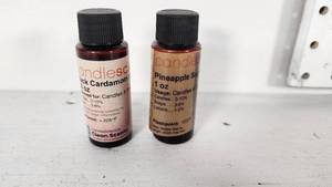lot 55 image: Candlescience Black Cardamom and Pineapple Sage Fragrance Oils 1 oz Bottles, 1 is Nearly Full, 1 is 34 Full