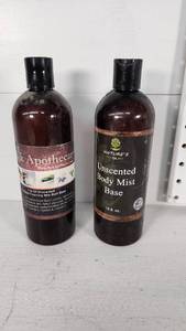 lot 61 image: Bulk Apothecary Unscented Foaming Milk Bath Base and Natures Oil Unscented Body Mist Base - Both 14 or Under