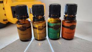lot 80 image: Set of P&J and Natures Oil Fragrance Oils including Smores, Coffee Cake, Ocean Breeze, and Others 12 oz Bottles Nearly Full