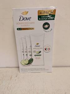 lot 10 image: NEW DOVE ADVANCED CARE INVISIBLE PLUS DEODORANT 4PK