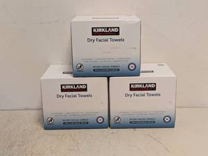 lot 95 image: (3) NEW KIRKLAND SIGNATURE DRY FACIAL TOWELS 50CT