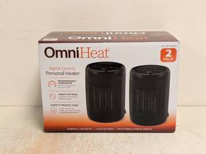 lot 73 image: OMNIHEAT DIGITAL CERAMIC PERSONAL HEATER 2PK
