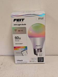 lot 53 image: FEIT ELECTRIC A19 60W WIFI LIGHT BULB
