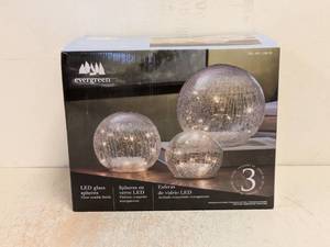 lot 177 image: EVERGREEN LED GLASS SPHERES 3PK