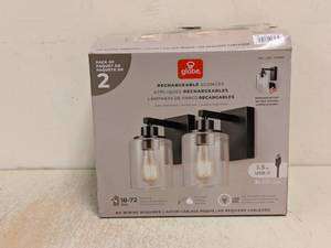 lot 179 image: GLOBE RECHARGEABLE SCONCES 2PK (MATTE BLACK FINISH)