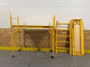 lot 10 image: Metaltech Multipurpose 6ft. Baker-Style Scaffold, 1100-Lb. Capacity, Steel, Model# I-CISC MSRP $269.99