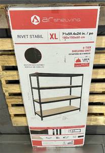 lot 173 image: AR Shelving Heavy-Duty Garage Shelving, 4-Shelf Unit, 1000-Lb. Capacity Per Shelf, 60in.W x 24in.D x 70in.H, Model# TR18S410KGIFD9G00
