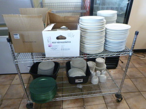 lot 82 image: Wire Shelving with Dishware