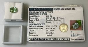 lot 54 image: AGSL Authentic Gem Security Lab Natural Sapphire 4.00bCt Excellent Cushion Shape (In Protective Case)