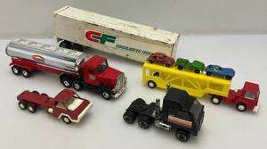lot 110 image: Vintage Miniature Die Cast Cars Including Tootsie Toy, Buddy L Semi  And More