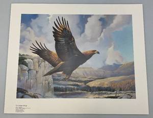 lot 190 image: Unframed Mario Fernandez On Golden Wings Eagle Print 19 12 x 24 64200