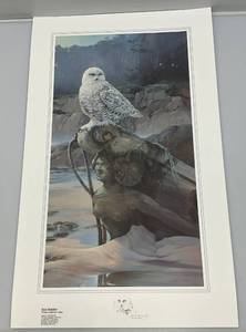 lot 191 image: Unframed Mario Fernandez Sea Maden Snow Owl Print  19 x 29 12 105475