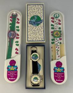 lot 199 image: Vintage Barney And Girl Scout Watches (New Old Stock)