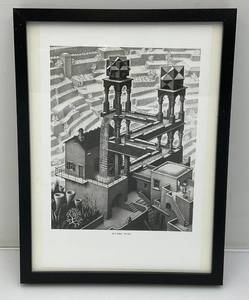 lot 221 image: Framed Behind Glass M.C. Escher Waterfall Print 12 34 x 16 34