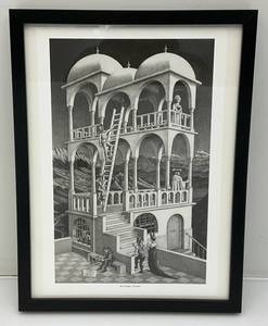 lot 227 image: Framed Behind Glass M.C. Escher Belvedere Print 12 34 x 16 34