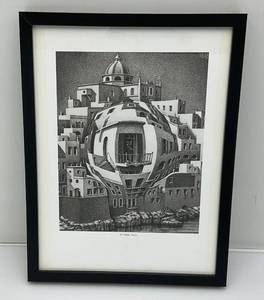 lot 233 image: Framed Behind Glass M.C. Escher Balcony Print 12 34 x 16 34