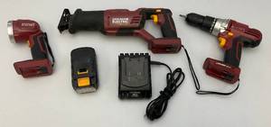 lot 238 image: Chicago Electric 18Volt Drill, Flashlight & Saws All With Battery And Charger Works