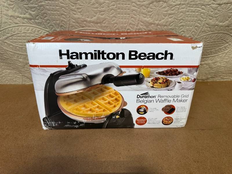 lot 104 image: Hamilton Beach Belgian Waffle Maker with Removable Grid