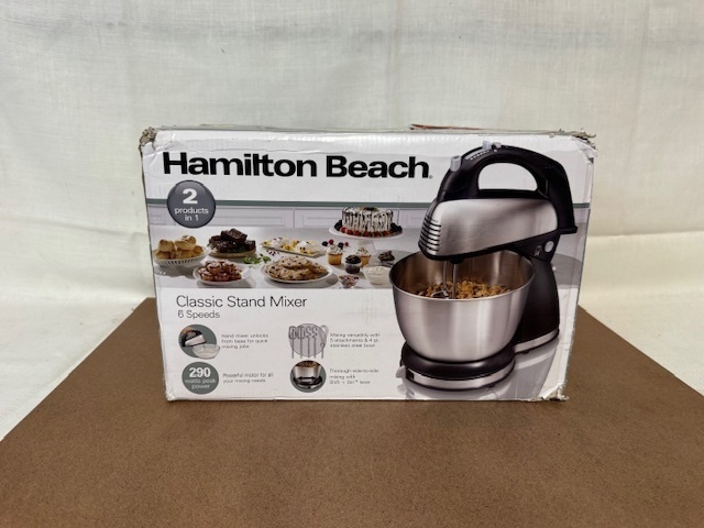 lot 360 image: Hamilton Beach Classic Stand Mixer 6 Speed Not Sealed Box