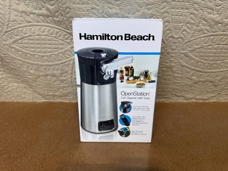 lot 59 image: Hamilton Beach OpenStation Can Opener with Tools, Stainless Steel