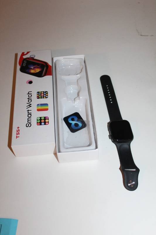 lot 63 image: T55 Smart Watch with Black Band and Original Box