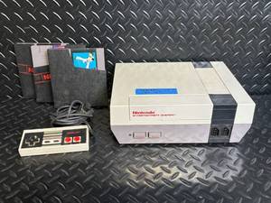 lot A-202 image: Nintendo NES-004 Controller & NES Console Bundle with 3 Cartridges Mega Man 2, Mario Bros, Kung Fu