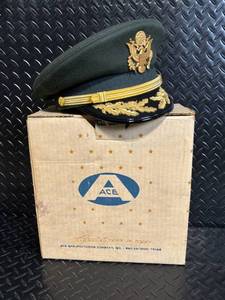 lot 260 image: ACE Flight Ace Officers Cap - Green Wool, Size 7, Eagle Emblem
