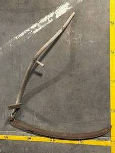 lot 289 image: Antique Carriage Wheel Fender - 34in Curved Mudguard with Wood Mounts