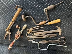 lot 295 image: Herbrand 364 Hand Drill & Vintage Hand Tools Set