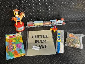 lot 300 image: Little Rascals Cowboy Figurine on Horse with Train Set, Indian Heroes Figures, Army Men & Watch