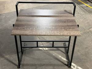 lot 309 image: Desk - Wood Grain Laminate Top with Black Powder-Coated Metal Frame