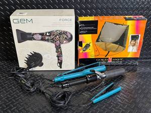 lot 315 image: Gem Force Hair Dryer With Diffuser & Gold N Hot Heat Cap Bundle