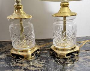 lot 89 image: Lead Crystal Boudior Table Lamps, pair