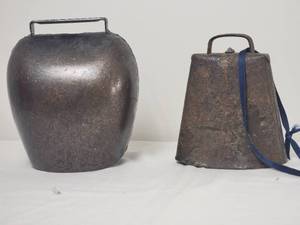 lot 175 image: Large Vintage Cow Bells, pair