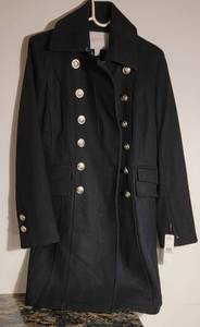lot 251 image: Laundry Black Wool Double Breasted Coat  size 6, NWT