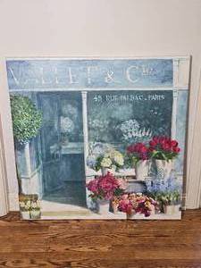 lot 160 image: Large Paris Floral Shop Canvas Wall Art
